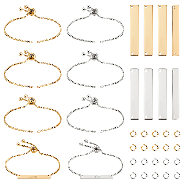 

PandaHall UNICRAFTALE 2 Colors Engravable Bracelets DIY Kit Including Rectangle Engravable Blank Tags Links Connectors 24cm 304 Stainless...