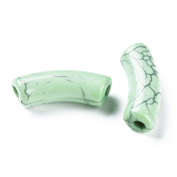 

PandaHall Opaque Crackle Acrylic Beads, Curved Tube, Pale Green, 36x13.5x11.5mm, Hole: 4mm, about 148pcs/500g Acrylic Tube