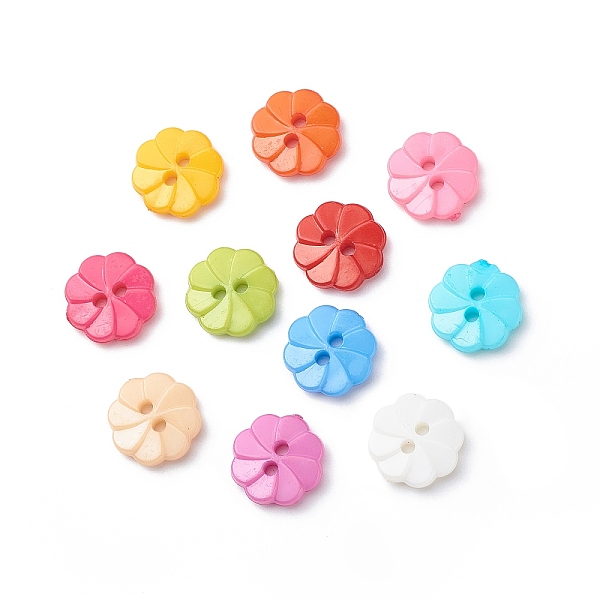 

PandaHall Acrylic Buttons, 2-Hole, Dyed, Flower, Mixed Color, 13x3mm, Hole: 2mm Acrylic Flower Multicolor