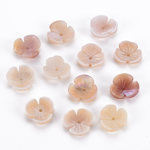 

PandaHall Natural Pink Shell Beads, Flower, 10x10x3mm, Hole: 1mm Pink Shell Flower