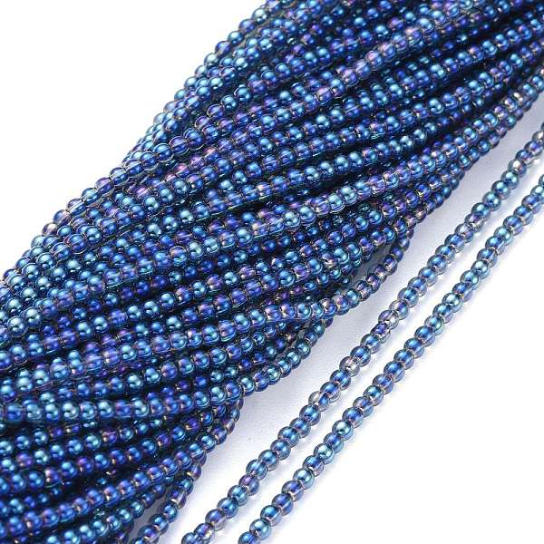 

PandaHall Electroplate Glass Beads Strands, Full Rainbow Plated, Round, Blue, 2.5mm, Hole: 0.7mm, about 177pcs/Strand, 14.09 inch(35.8cm)...