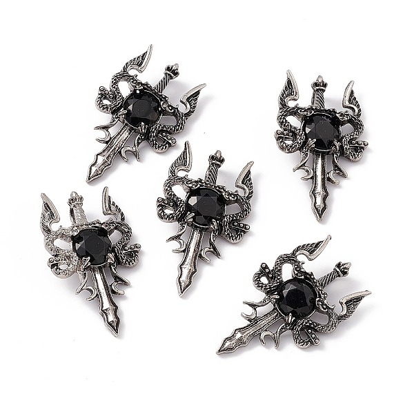 

PandaHall Natural Obsidian Pendants, Sword Charms, with Rack Plating Antique Silver Tone Alloy Findings, Cadmium Free & Lead Free, Faceted...