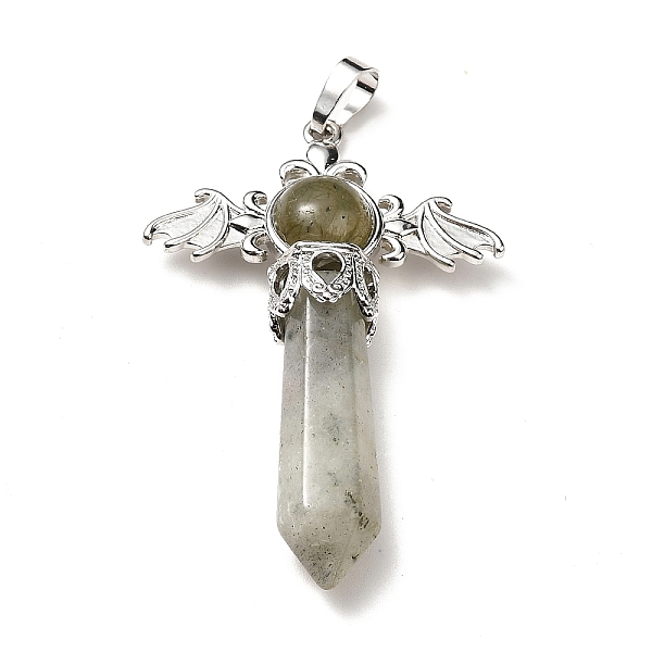 

PandaHall Natural Labradorite Pendants, Angel Charms, with Rack Plating Platinum Tone Brass Findings, Cadmium Free & Lead Free...