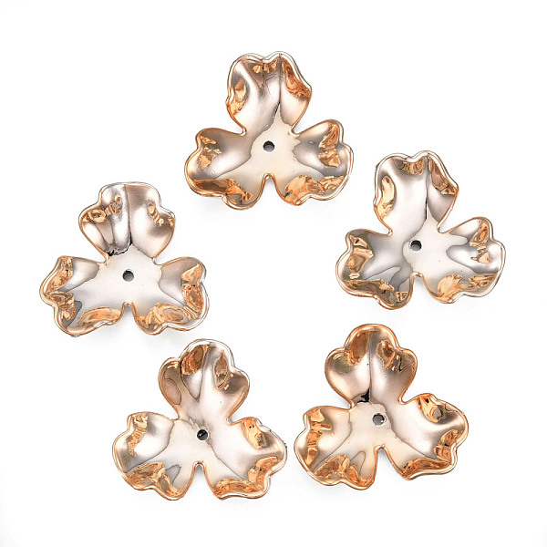 3-Petal Electroplate Opaque Acrylic Bead Caps