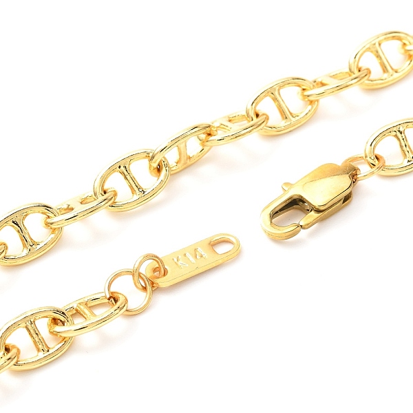 

PandaHall Brass Mariner Link Chains Necklaces, with 304 Stainless Steel Clasps, Real 18K Gold Plated, 16.45 inch(41.8cm) Brass