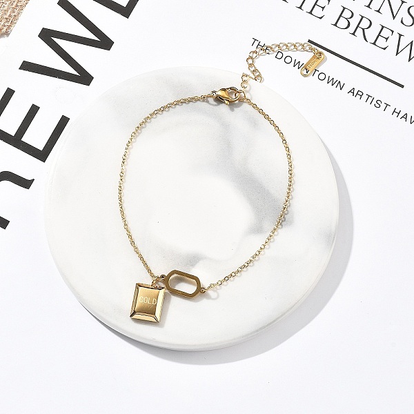 304 Stainless Steel Cable Chains Charm Bracelets for Women