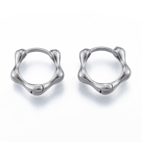 

PandaHall 316 Surgical Stainless Steel Bamboo Stick Hoop Earrings for Men Women, Stainless Steel Color, 14x14.5x3.5mm, Pin: 1mm 316 Surgical...