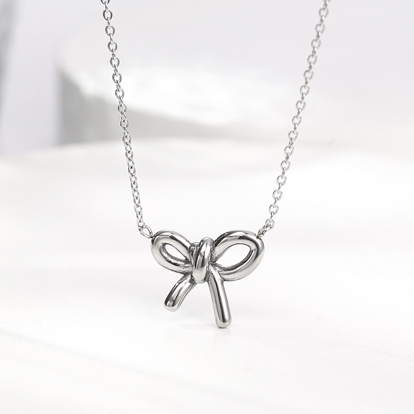 

PandaHall Stainless Steel Bowknot Pendant Necklaces for Women, Cable Chains Stainless Steel