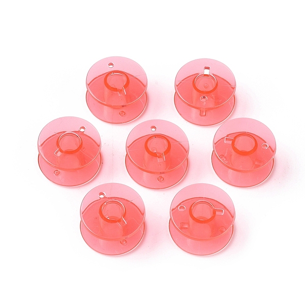 PandaHall Plastic Sewing Thread Bobbins Holders, for Sewing Tools, Tomato, 20x11mm, Hole: 6mm, 10pcs/bag Plastic Red