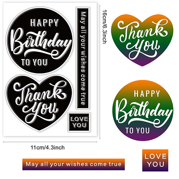 

PandaHall CRASPIRE Happy Birthday Clear Stamps for Card Making Decoration Scrapbooking, Thank You Silicone Rubber Stamp for Greeting Cards...
