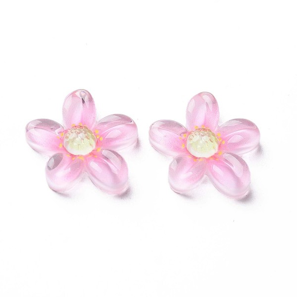 

PandaHall Transparent Epoxy Resin Cabochons, Flower, Pearl Pink, 22x21x5mm Epoxy Resin Flower