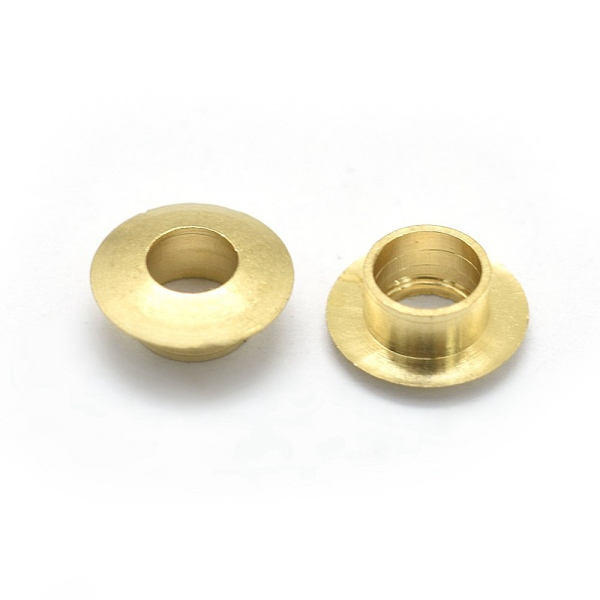 

PandaHall European Style Brass Eyelet Core, Grommet for Large Hole Beads, Flat Round, Raw(Unplated), 8.5x3.5mm, Hole: 4.5mm Brass Flat Round