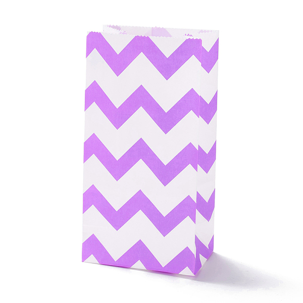 

PandaHall Rectangle Kraft Paper Bags, None Handles, Gift Bags, Wave Pattern, Medium Orchid, 13x8x24cm Paper Others