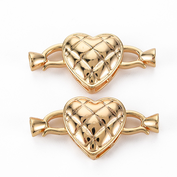 

PandaHall Brass Fold Over Clasps, Nickel Free, Heart, Real 18K Gold Plated, 15x15x5.5mm, clasp: 10.5x6x4.5mm, hole: 3x1mm Brass