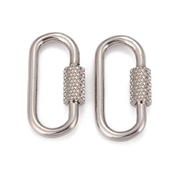 

PandaHall 304 Stainless Steel Screw Carabiner Lock Charms, for Necklaces Making, Oval, Stainless Steel Color, 22x11x4mm, Screw: 7x4mm 304...