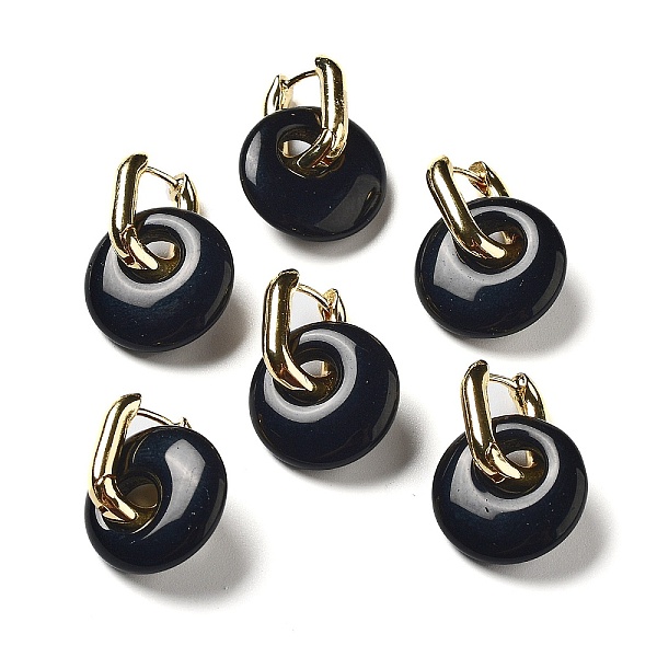 

PandaHall Rack Plating Brass Hoop Earrings, with Natural Black Agate, Long-Lasting Plated, Cadmium Free & Lead Free, Donut/Pi Disc, 27mm...