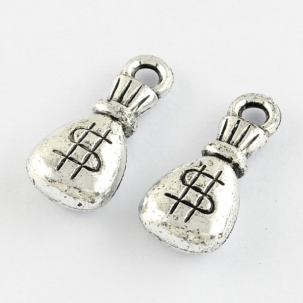

PandaHall Vintage Acrylic Pendants, Moneybag, Antique Silver, 20x9x5mm, Hole: 2mm, about 1220pcs/500g Acrylic Bag
