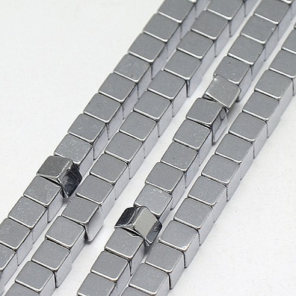 

PandaHall Electroplate Non-magnetic Synthetic Hematite Beads Strands, Cube, Grade A, Platinum Plated, 3x3x3mm, Hole: 1mm, about...