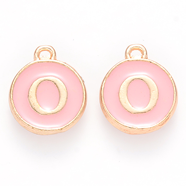 

PandaHall Golden Plated Alloy Enamel Charms, Cadmium Free & Lead Free, Enamelled Sequins, Flat Round with Letter, Pink, Letter.O, 14x12x2mm...