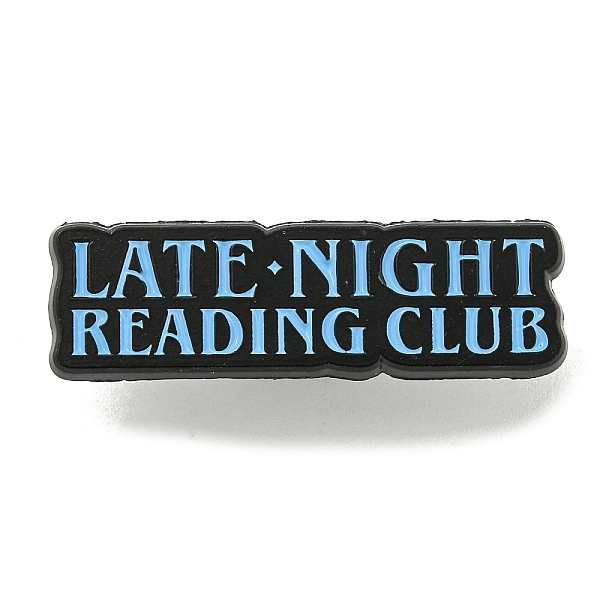 

PandaHall LATE NIGHT READING CLUB Zinc Alloy Brooches, Word Enamel Pins for Backpack, Suit, Black, 9.5x30.5x1.5mm Alloy+Enamel Word