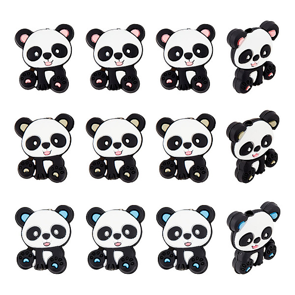 

PandaHall CHGCRAFT 12Pcs 3Colors Panda Silicone Beads Animals Silicone Beads Cartoon Animal Beads for DIY Jewelry Necklace Keychain Bracelet..., Multicolor