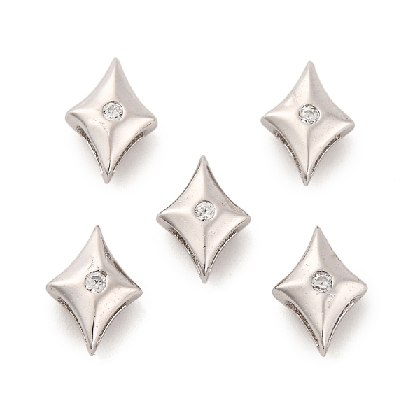 925 Sterling Silver Micro Pave Clear Cubic Zirconia Slide Charms