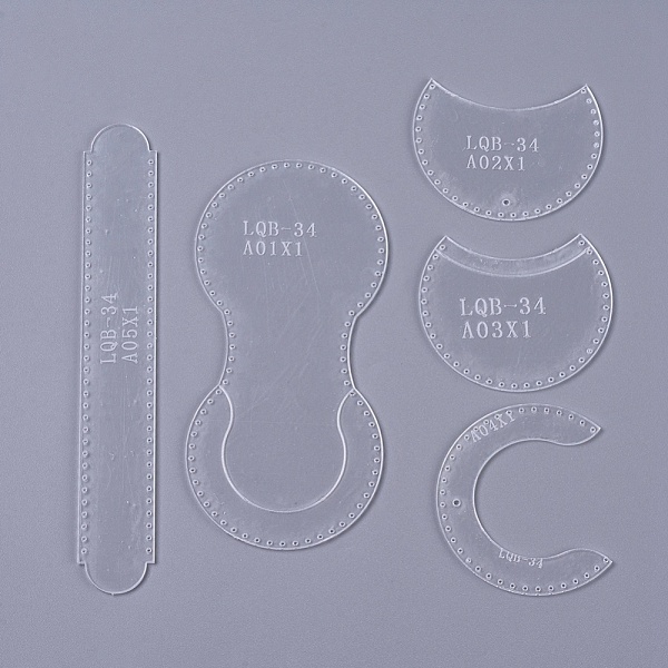 

PandaHall Change Purse Acrylic Template, Leather Handcraft Patterns Model, Clear, 60.5~197x30~77.5x1.5mm, Hole: 1mm, 5pcs/set Acrylic Clear