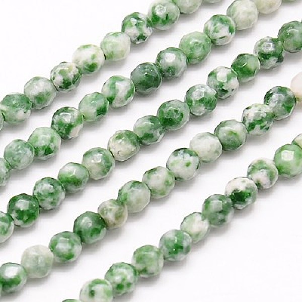 

PandaHall Natural Green Spot Jasper Beads Strands, Faceted, Round, Green, 4mm, Hole: 1mm, about 90pcs/strand, 15.35 inch Green Spot Jasper...
