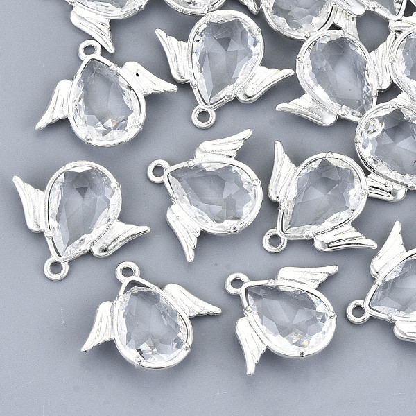 

PandaHall Faceted Glass Pendants, with Eco-Friendly Alloy Findings, Cadmium Free & Nickel Free & Lead Free, Angel, Silver, Clear...