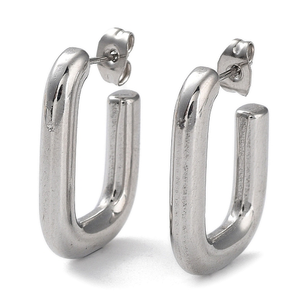 

PandaHall 304 Stainless Steel Rectangle Ear Studs for Women, Stainless Steel Color, 26x4mm 304 Stainless Steel Rectangle
