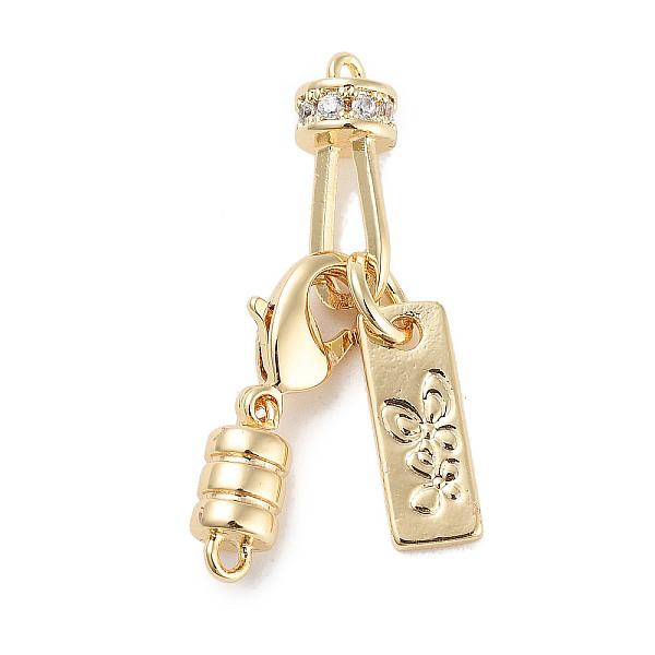

PandaHall Brass Micro Pave Clear Cubic Zirconia Clasp, Rectangle & Column, Real 18K Gold Plated, 18mm Brass Rectangle Clear