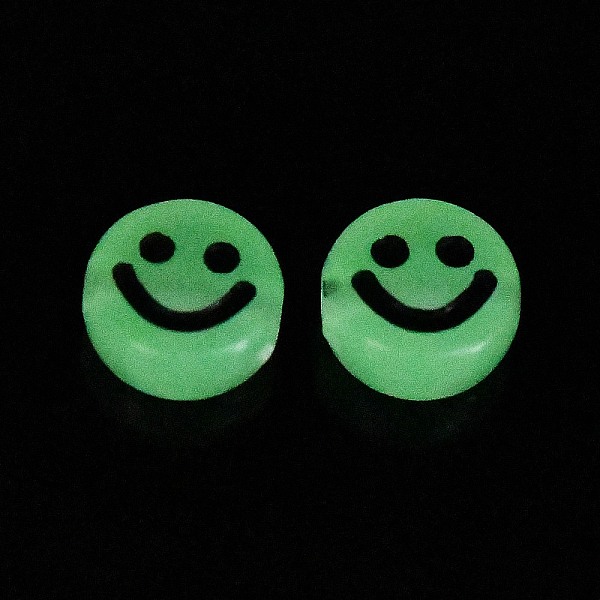 

PandaHall Luminous Acrylic Beads, Glow in the Dark, Flat Round with Smiling Face Pattern, Black, 10x5mm, Hole: 2mm, about 1450pcs/500g...