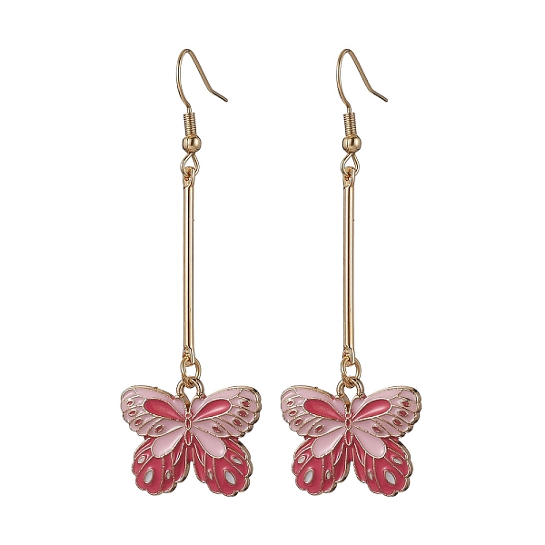 

PandaHall Alloy Enamel Butterfly Dangle Earrings, Cerise, 67x22mm Alloy Butterfly Red