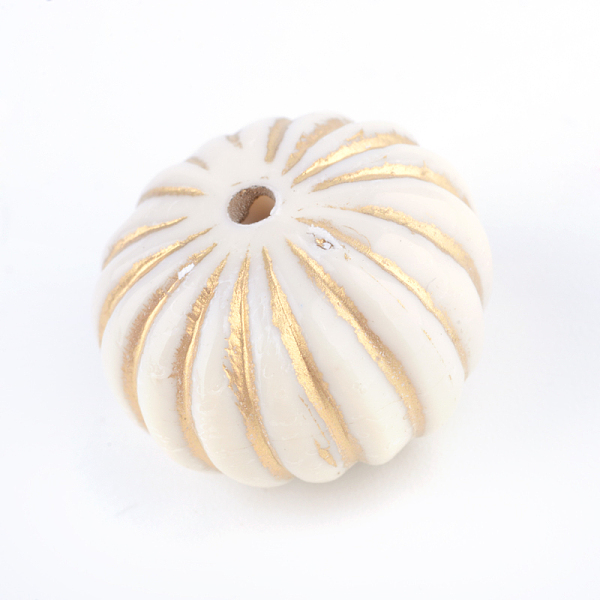 

PandaHall Pumpkin Plating Acrylic Beads, Golden Metal Enlaced, Beige, 18x12.5mm, Hole: 2mm, about 202pcs/500g Acrylic Pumpkin Yellow