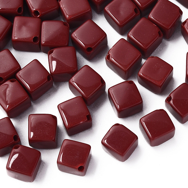 

PandaHall Opaque Acrylic Beads, Cube, Dark Red, 13x14.5x14.5mm, Hole: 2mm, about 530pcs/500g Acrylic Cube
