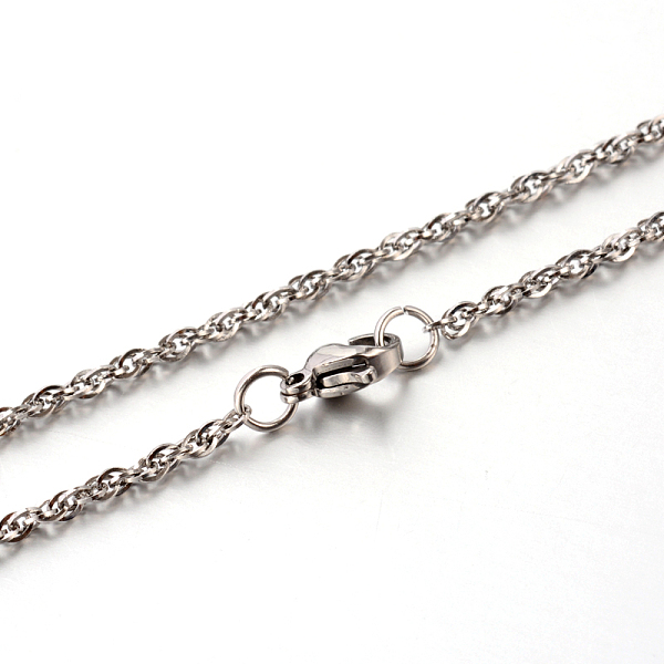

PandaHall 304 Stainless Steel Rope Chain Necklaces, Stainless Steel Color, 17.7 inch(45cm), 2mm 304 Stainless Steel