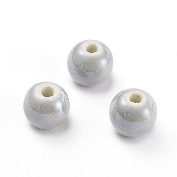 

PandaHall Handmade Porcelain Beads, Pearlized, Round, Dark Gray, 14mm, Hole: 2.5~4mm Porcelain Round Gray