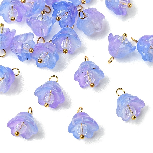 20Pcs Glass Acrylic Flower Pendants