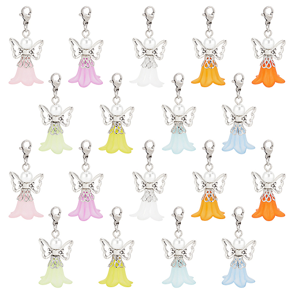 

PandaHall Angel Acrylic Pendant Decoration, with 304 Stainless Steel Clasps, Mixed Color, 43mm, 9 colors, 4pcs/color, 36pcs/set Acrylic..., Multicolor