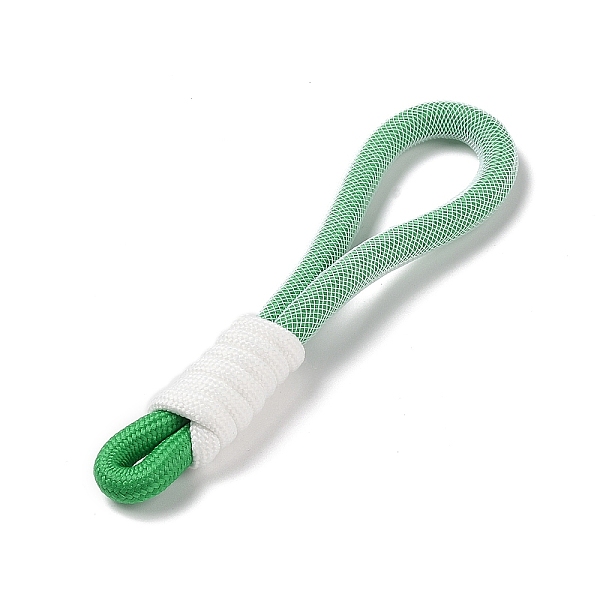 

PandaHall Braided Nylon Strap, Plastic Finding for Key Chain Bag Phone Lanyard, Lime Green, 150x40x16mm Nylon