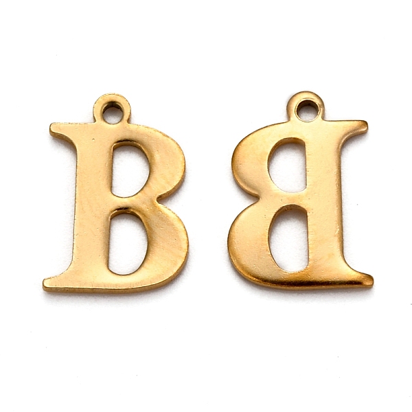 

PandaHall Ion Plating(IP) 304 Stainless Steel Alphabet Charms, Golden, Letter.B, 12x8x1mm, Hole: 1mm 304 Stainless Steel Letter B