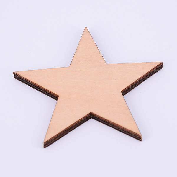

PandaHall Natural Wooden Cabochon, for Jewelry Making, Unfinished Wood Slices, Laser Cut, Star, BurlyWood, 68x68.5x4.5mm Wood Star Orange