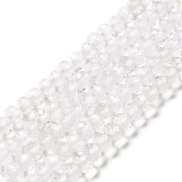 

PandaHall Natural Quartz Crystal Beads Strands, Rock Crystal, Grade AA, Faceted, Rondelle, 4x3mm, Hole: 0.7mm, about 132pcs/strand, 15.35''...