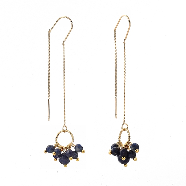 

PandaHall Brass Ear Threads, Stud Earring, with Round Natural Lapis Lazuli Beads, Golden, 69.5mm, Pin: 0.7mm Lapis Lazuli Others
