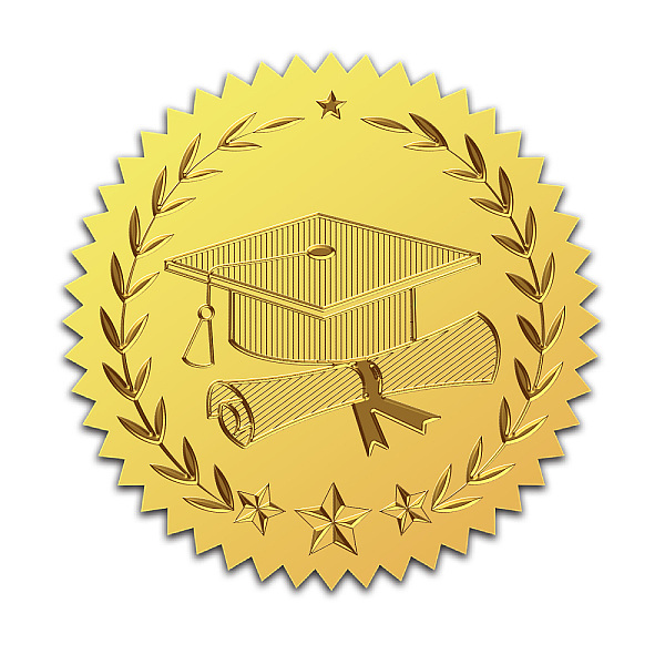 

PandaHall Self Adhesive Gold Foil Embossed Stickers, Medal Decoration Sticker, Hat Pattern, 5x5cm Metal Hat Gold