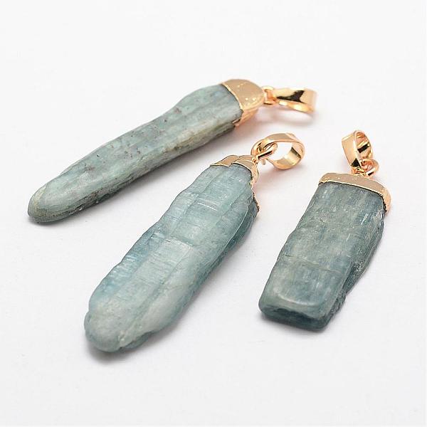 

PandaHall Natural Kyanite/Cyanite/Disthene Pendants, with Brass Golden Plated Findings, Nuggets, 41~62x10.5~14x5~9.5mm, Hole: 5x8mm Quartz..., Green