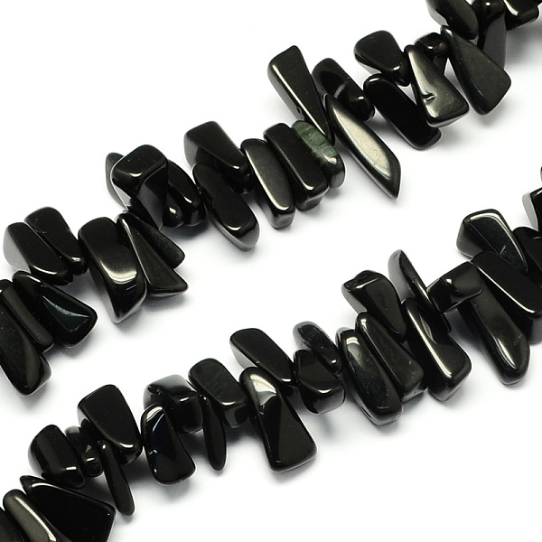 

PandaHall Natural Black Stone Bead Strands, Nuggets, Black, 12~20x6~10x3~10mm, Hole: 1mm, about 104pcs/strand, 15.7 inch Black Stone Nuggets...