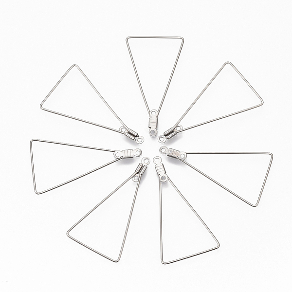 

PandaHall 304 Stainless Steel Wire Pendants, Hoop Earring Findings, Triangle, Stainless Steel Color, 18 Gauge, 38.5x21x1mm, Hole: 1.2mm 304...