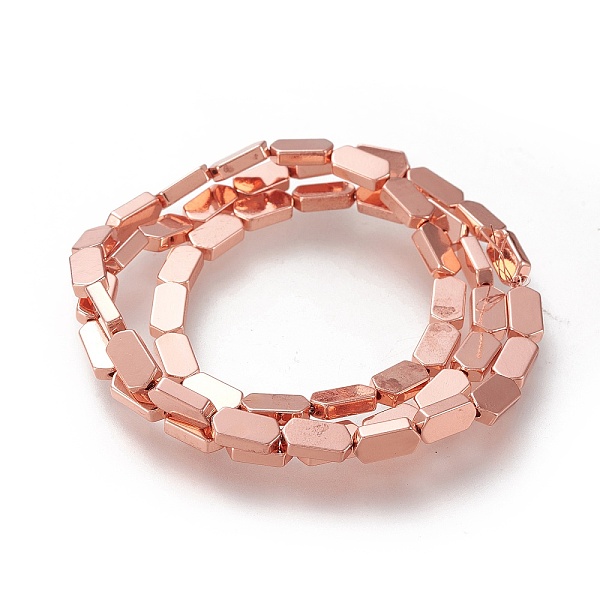 

PandaHall Electroplated Non-magnetic Synthetic Hematite Beads Strands, Long-Lasting Plated, Hexagon, Rose Gold Plated, 8x4mm, Hole: 0.7mm...