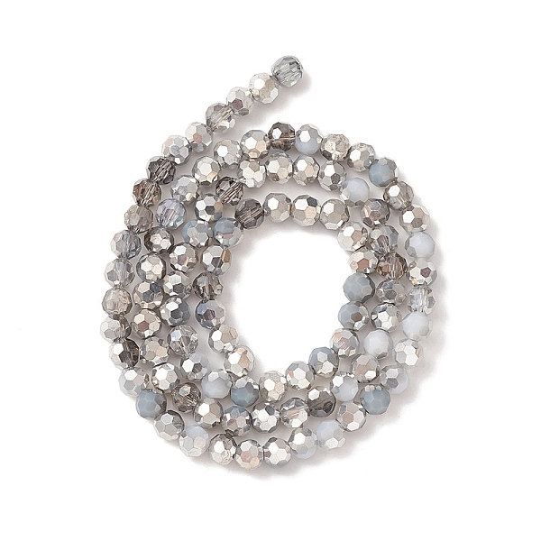 

PandaHall Electroplate Glass Beads Strands, Faceted(32 Facets), Half Silver Plated, Round, Slate Gray, 6x5mm, Hole: 1.4mm, about...
